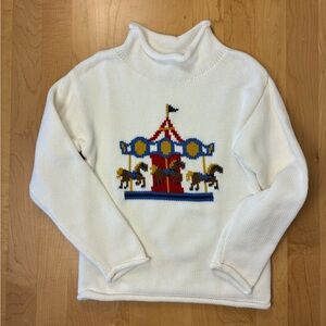 Classic Prep Fraser Roll Cannoli Cream Knit Carousel Sweater